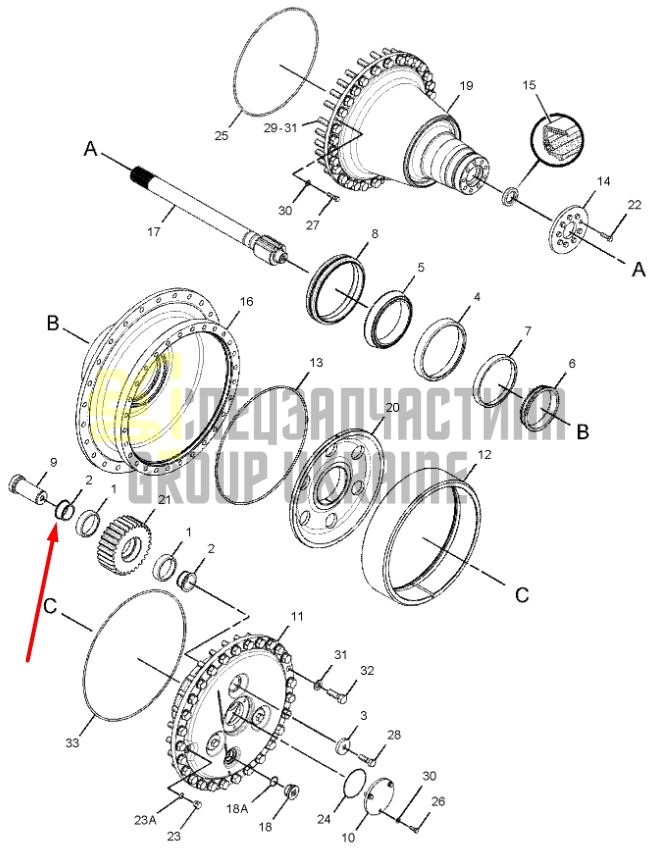 Купить 1B3978 Подшипник сателлита Caterpillar D9N, D9R, D9T, D10R, D6H, D6R, D6T, 589