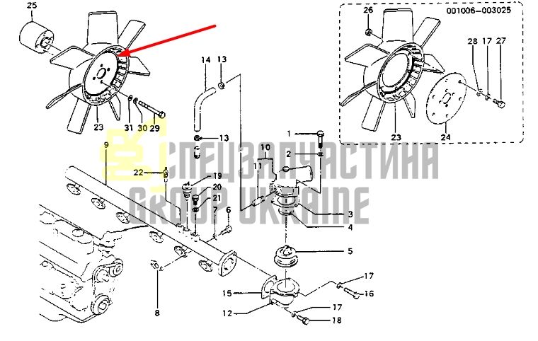 Купить Caterpillar 1R-8993 Крыльчатка для Mitsubishi S6KT, S4KT, Caterpillar E110B