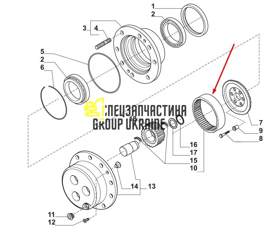 2094153 (134299) Шестерня корончатая Caterpillar, Carraro