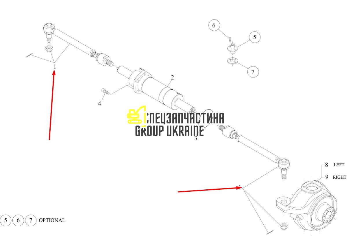 2113400 (131808) Рулевая тяга в сборе Caterpillar, Carraro