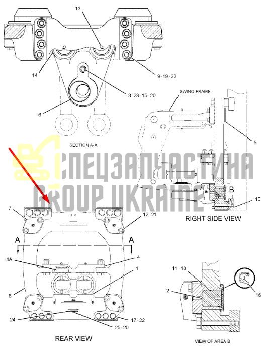 212-7469 Циліндр гідрозамка задньої каретки Caterpillar 428, 432, 434, 442
