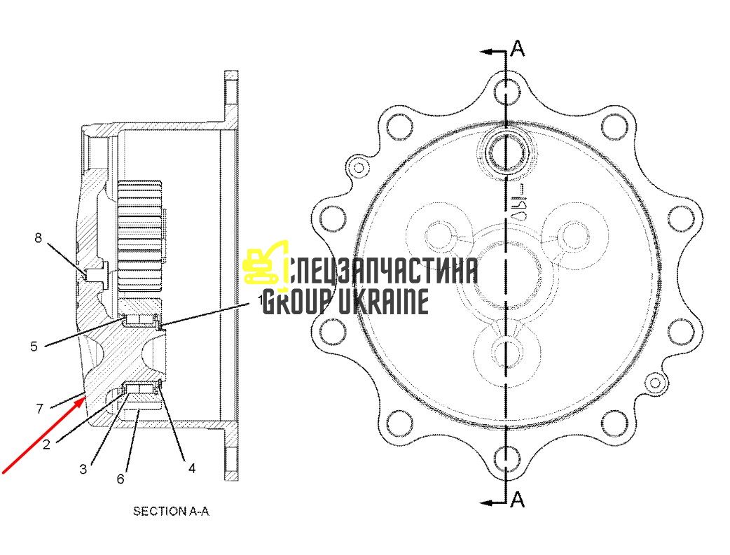 216-1601 Кришка бортового редуктора для CAT 434E, 444E, 434F, 444F