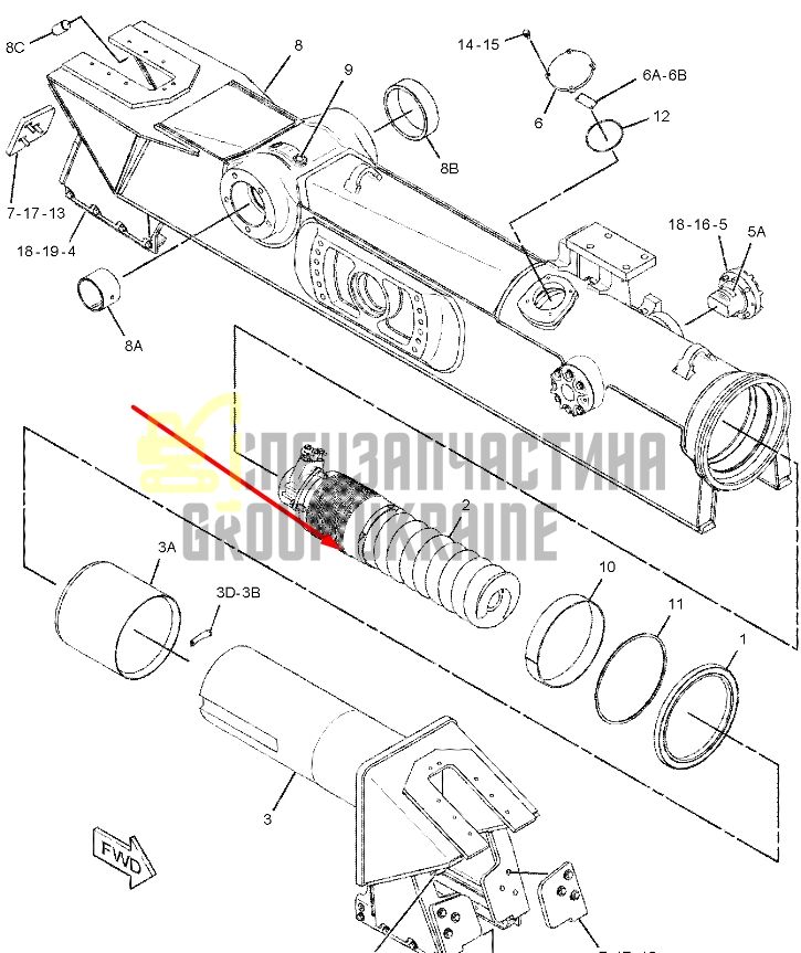 Caterpillar 2230659 Натяжитель гусеницы для D6
