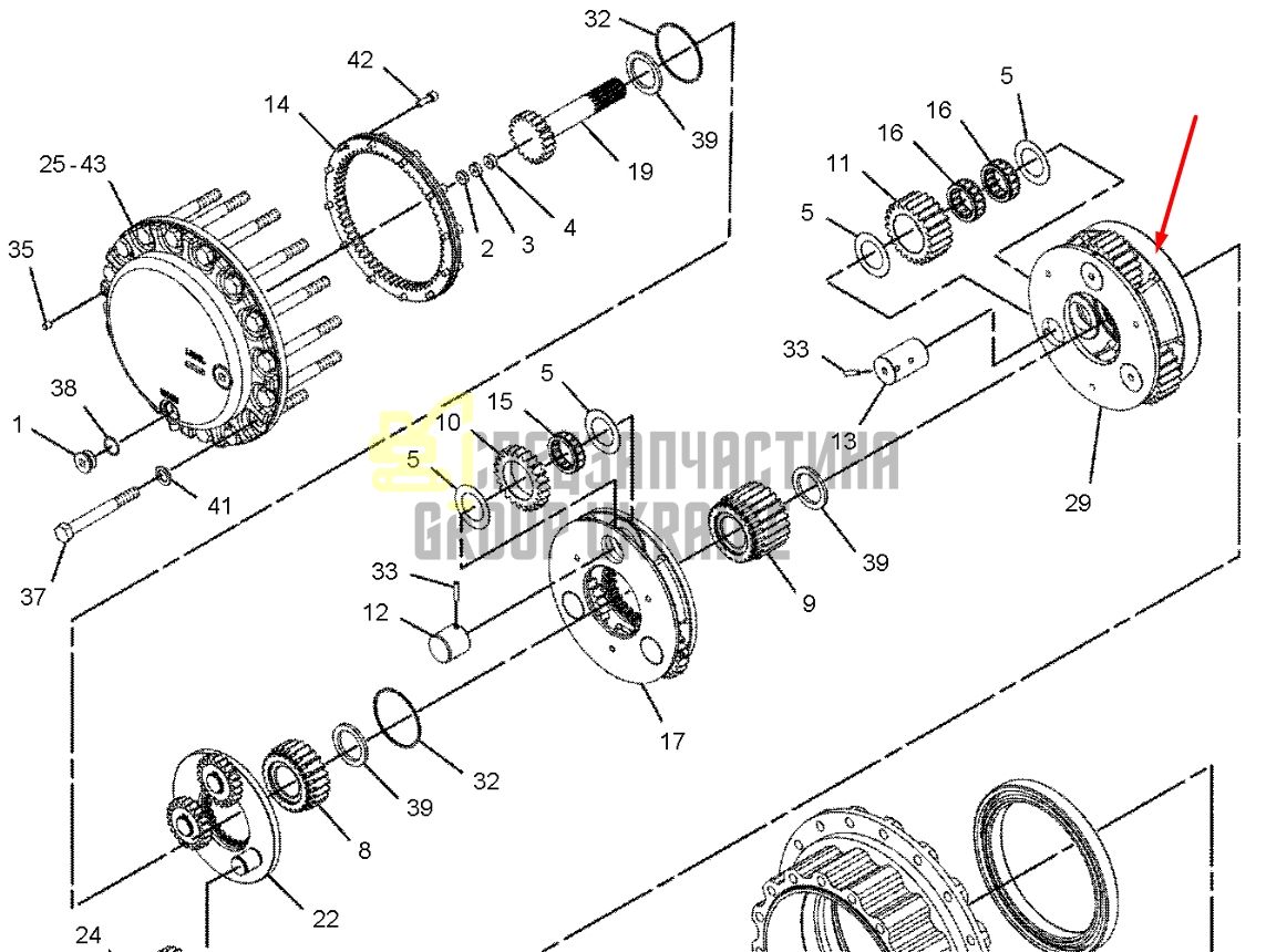 227-6119 Третья планетарная передача Caterpillar 320