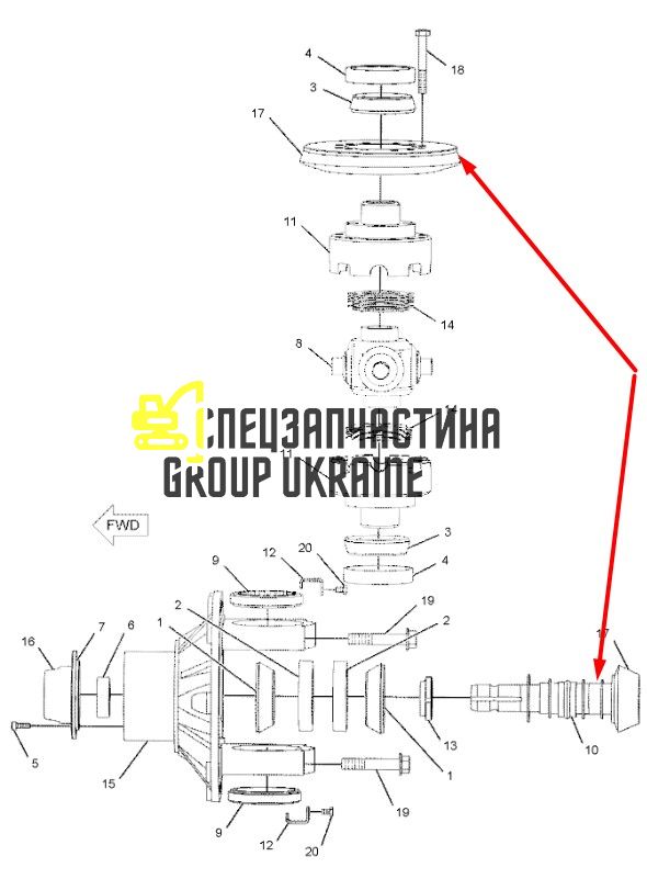 2295626 (065464) Головна (конічна) пара Z11/32 Caterpillar, Carraro