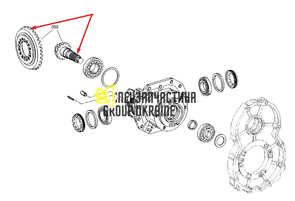 2338727 (4472216013) Главная (коническая) пара Caterpillar, ZF
