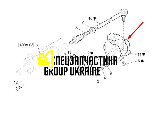 3207296 (6194274M1, 85825032, 85825032, 146961) Поворотный кулак Caterpillar, Carraro