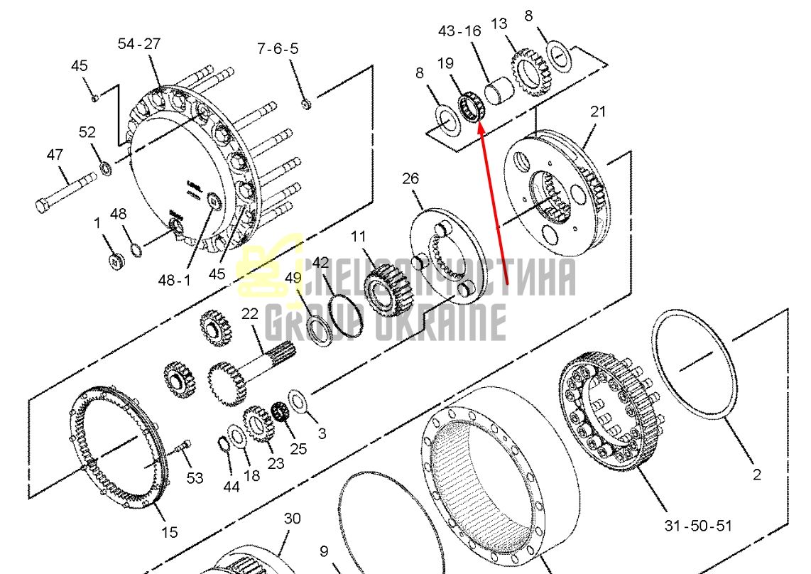 333-2916 Игольчатый подшипник (метрический) бортового редуктора Caterpillar 320