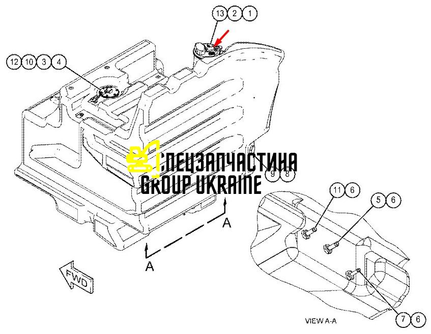 349-7059 (7X-7700, 164-4858, 106-8704) Кришка паливного бака Caterpillar 428, 432, 434, 442