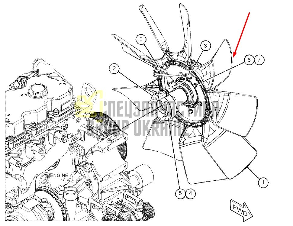 Купить Caterpillar 350-7492 Крыльчатка для двигателя C7.1, экскаваторов 320, 323