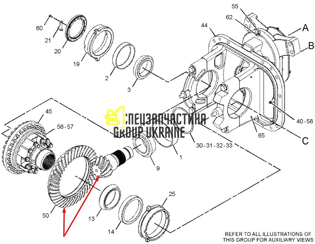 1477385 Главная пара (планетарка+хвостовик) Caterpillar 730, 735