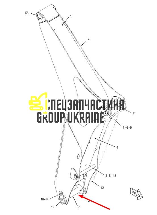 386-3778, 3863778 (3204725) Палець кріплення стріли Caterpillar 422, 428, 432