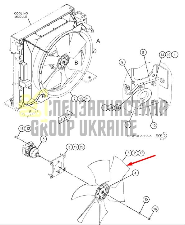 Купить Caterpillar 511-7558 Вентилятор крестовины с 6 лопастями для 340, 336