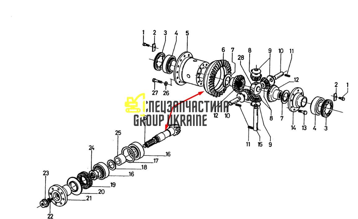 1464090 Главная пара (планетарка+хвостовик) Caterpillar TH62
