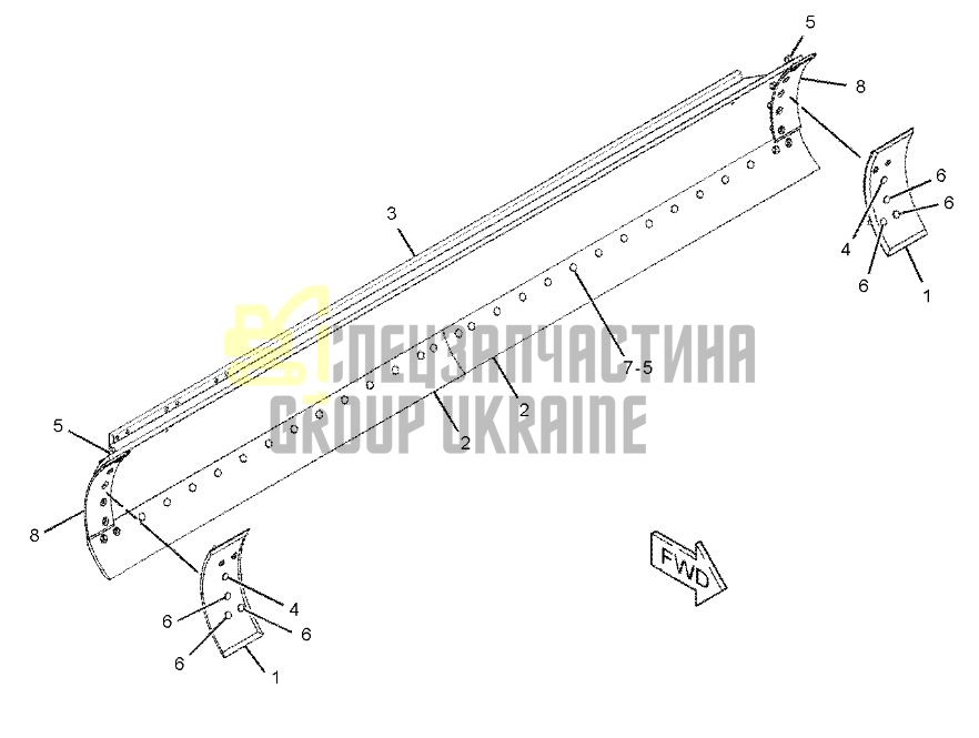 7d-1577 Нож ковша 2133х203х19 Caterpillar 120, 140, 160