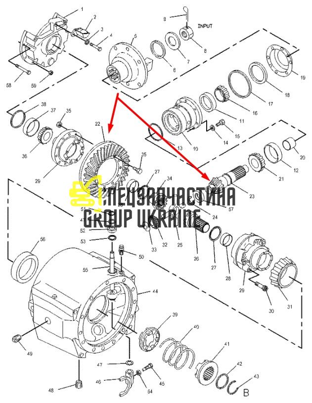9R6607 Главная пара (планетарка+хвостовик) Caterpillar 446
