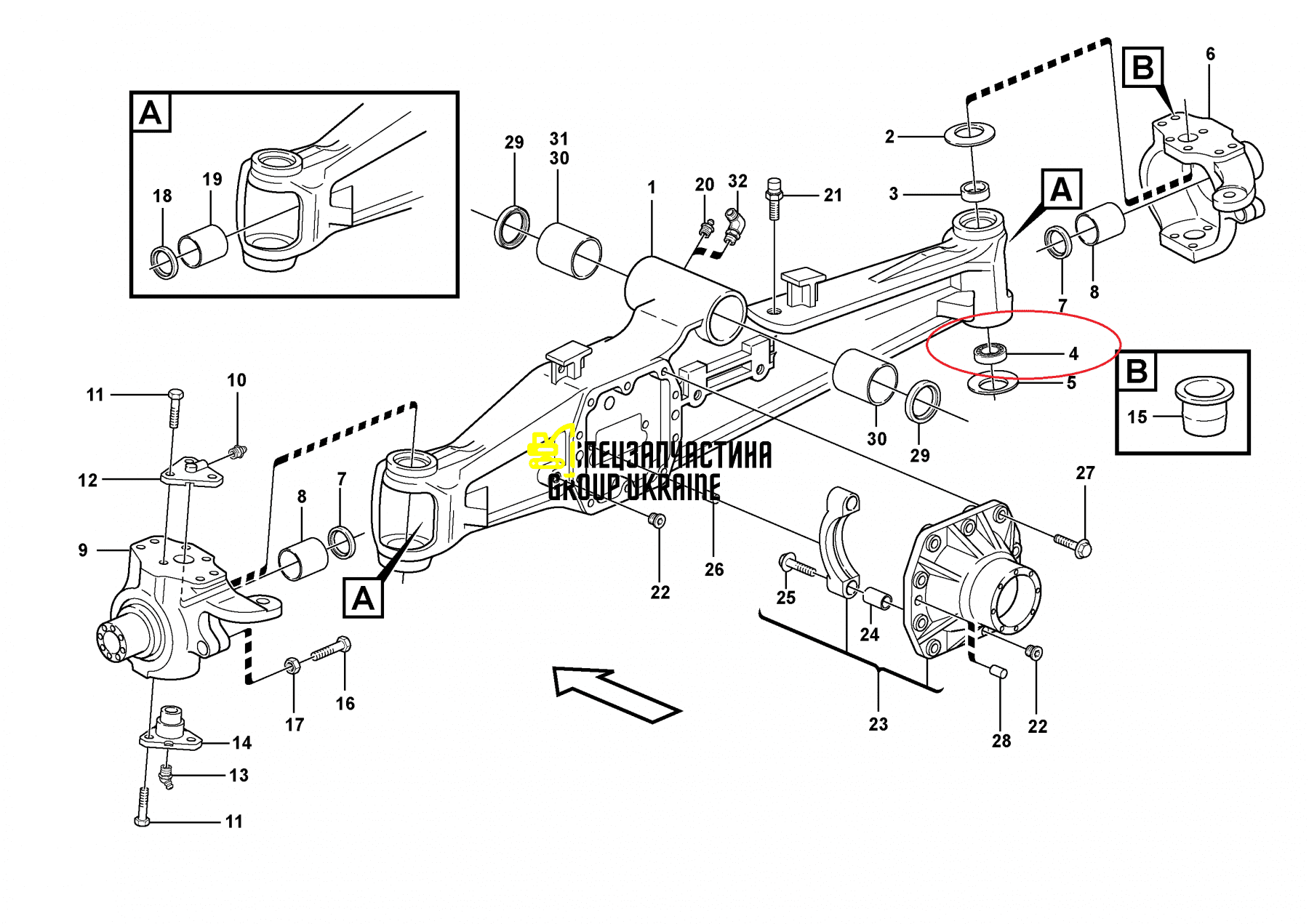 Нижня втулка пальця поворотного кулака carraro 45161 Розміри 28х52х16 123726, 45161, 115714 Підшипник упорний 045161