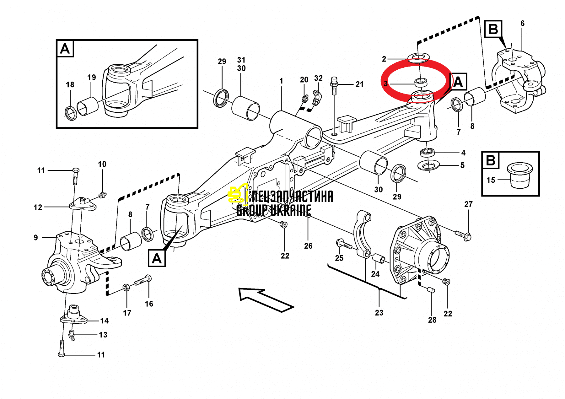 CA0123641 (123641, 3523060M1, 3523863M1, 143563, 3225030) Втулка верхняя шкворня Komatsu WB93/97-S/R