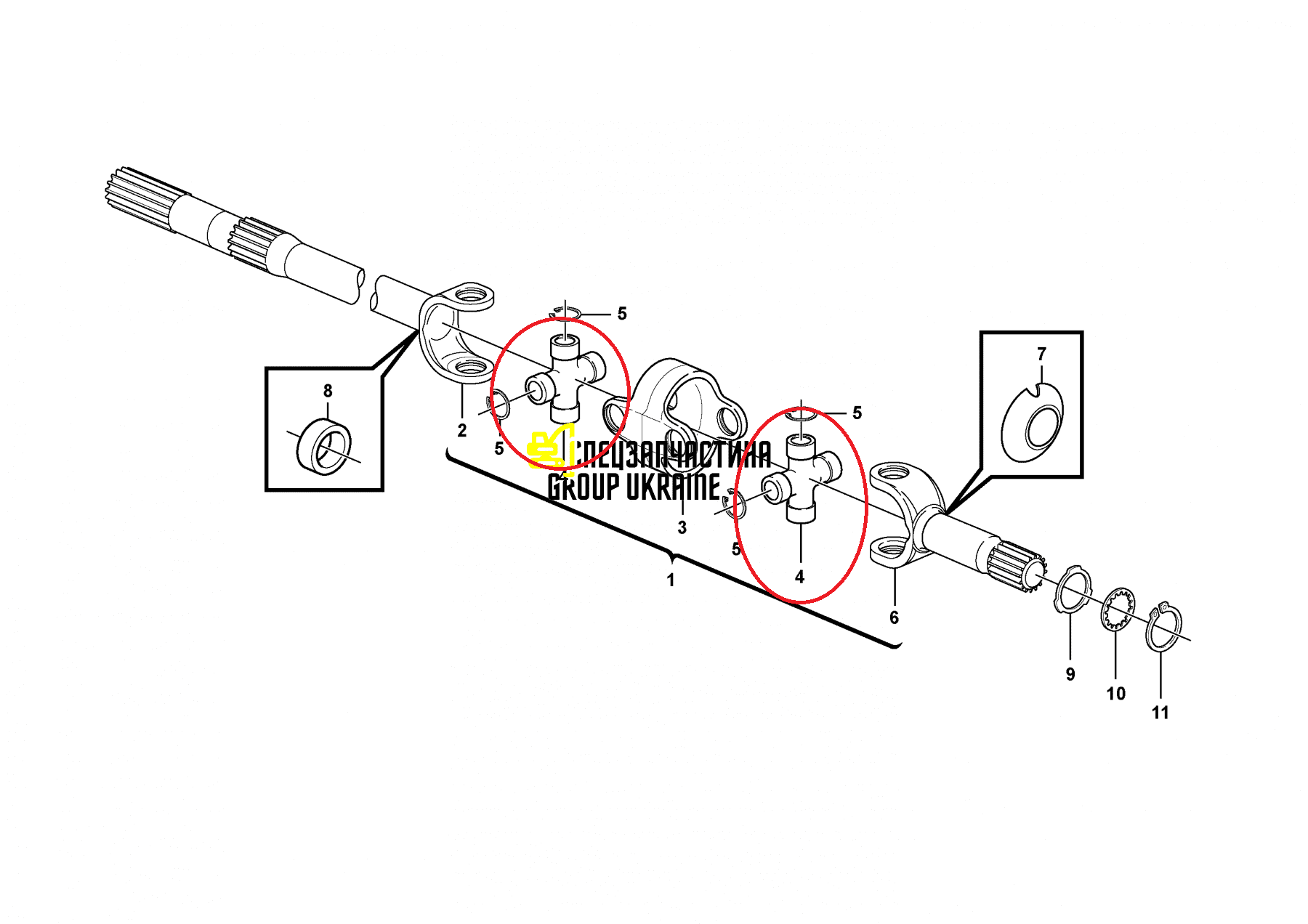 219-8794 Крестовина CAT 434F, 444F, 450E, 450F, TH220B, TH330B, TH340B, TH350B, TH355B 422 428 432 434 442 444 422E 428E 432E 434E 442E 444E 422F 428F 432F 434F 444F 428F2 432F2 434F2 444F2