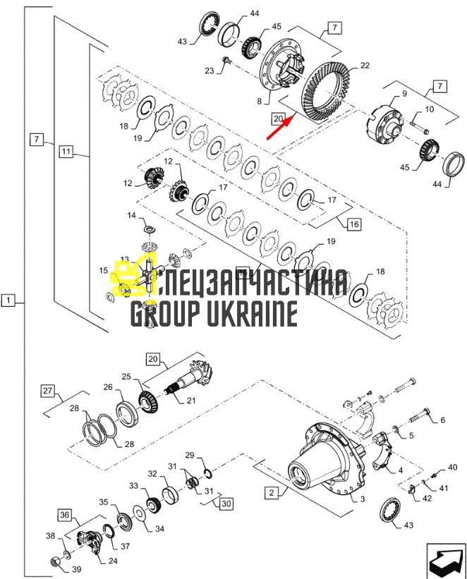 070GA123X Главная (коническая) пара Dana Spicer