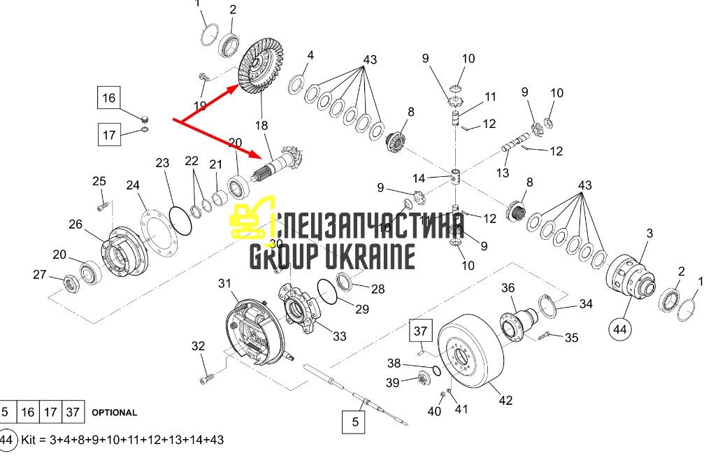 1000236642 Главная пара (планетарка+хвостовик) Kramer