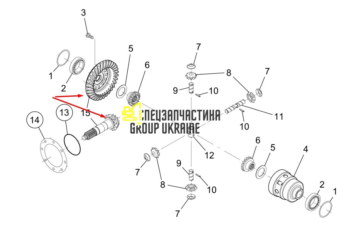 10670002 Главная пара (планетарка+хвостовик) Gehl