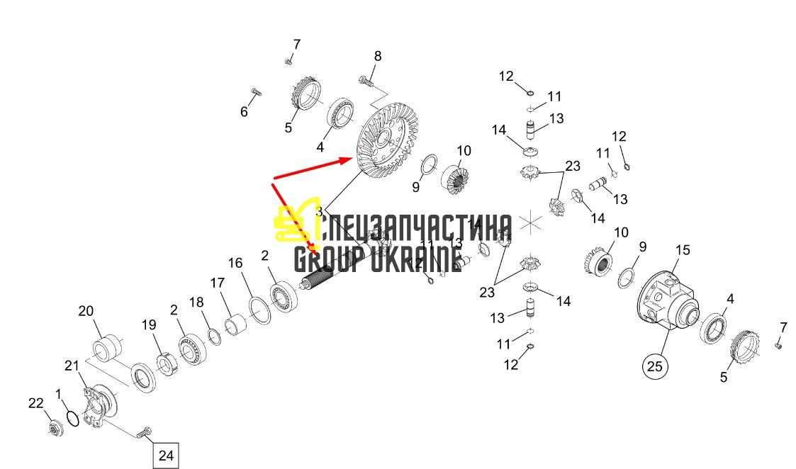 112.04.500.62 Главная (коническая) пара Z=14/36 Dana Spicer