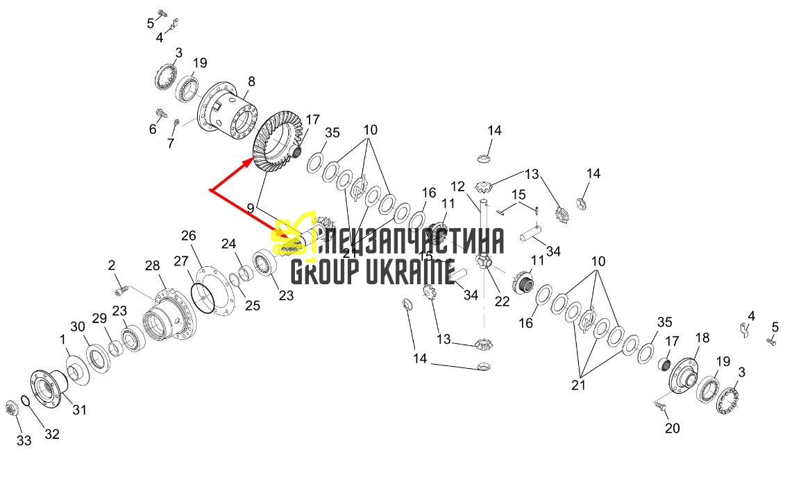 171.04.501.09 Главная (коническая) пара Dana Spicer