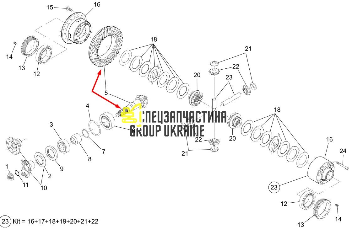 91514124 (176.04.504.02) Главная пара (планетарка+хвостовик) JLG