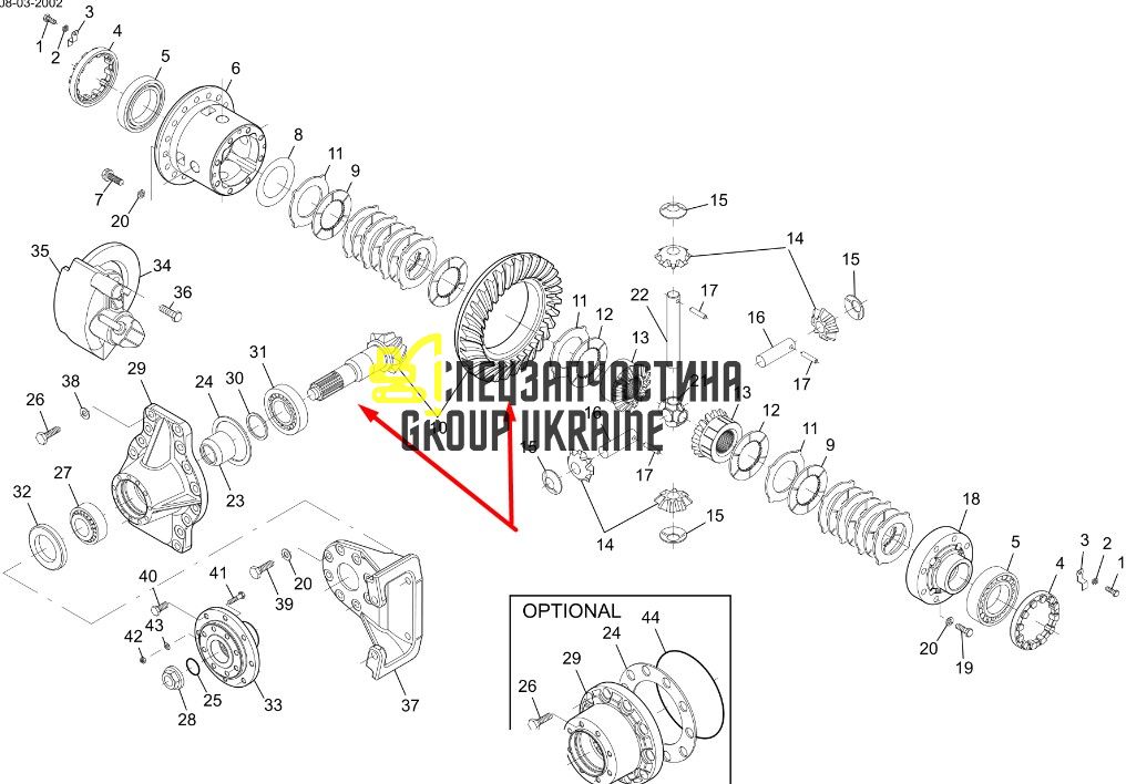 2.403-00077 Главная пара (планетарка+хвостовик) Doosan