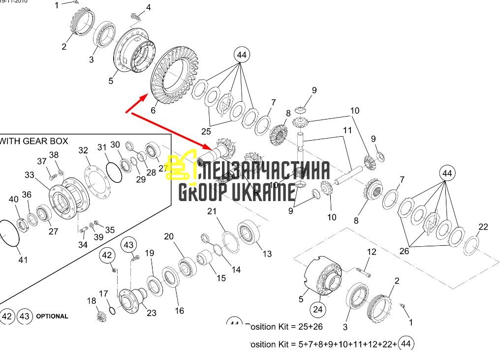 333/D1747 Главная пара (планетарка+хвостовик) JCB