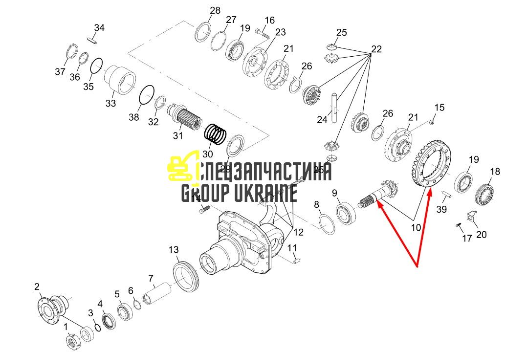 3764052m92 Главная (коническая) пара Z=8/36 Massey Ferguson