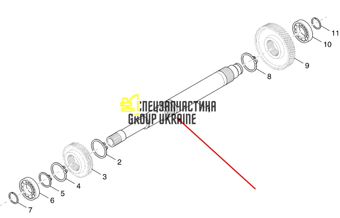 6193536M1 (4211941) Вал турбины КПП Terex