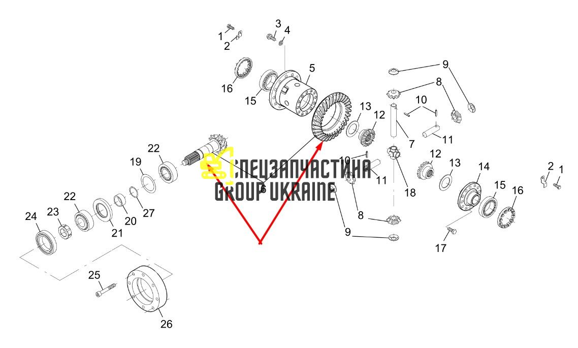 5370651165 Главная пара (планетарка+хвостовик) Terex