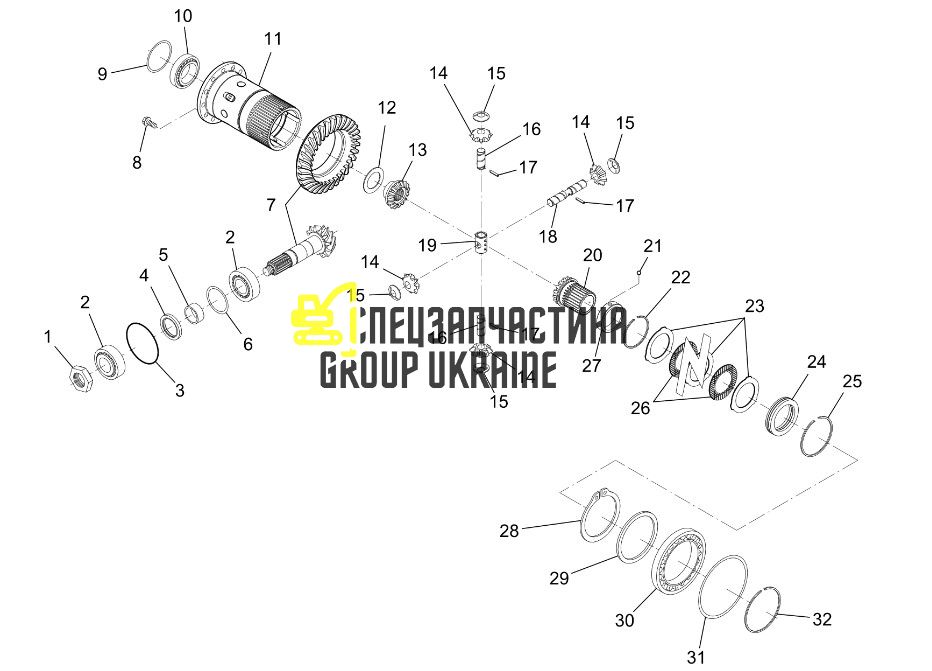 5370651669 Главная пара (планетарка+хвостовик) Terex