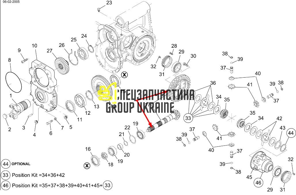 5370651973 (112.04.500.24) Главная пара (планетарка+хвостовик) Terex Z14/32