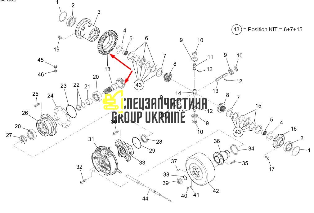 5370652038 Главная пара (планетарка+хвостовик) Terex