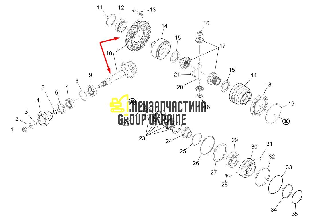 708.04.504.01 Главная пара (планетарка+хвостовик) Dana Spicer