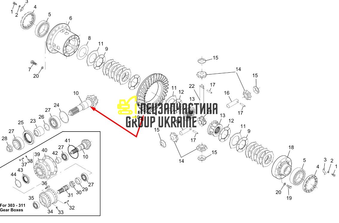 7232/30135 Главная пара (планетарка+хвостовик) JCB
