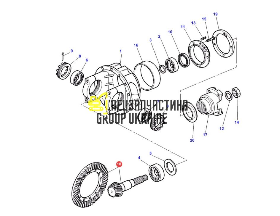 72162270 Главная (коническая) пара Z=11/45 Massey Ferguson