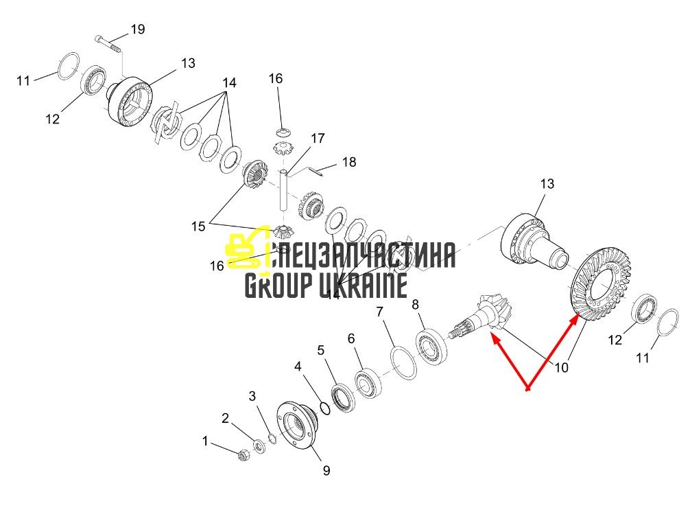 728.04.500.01 Главная пара (планетарка+хвостовик) Dana Spicer