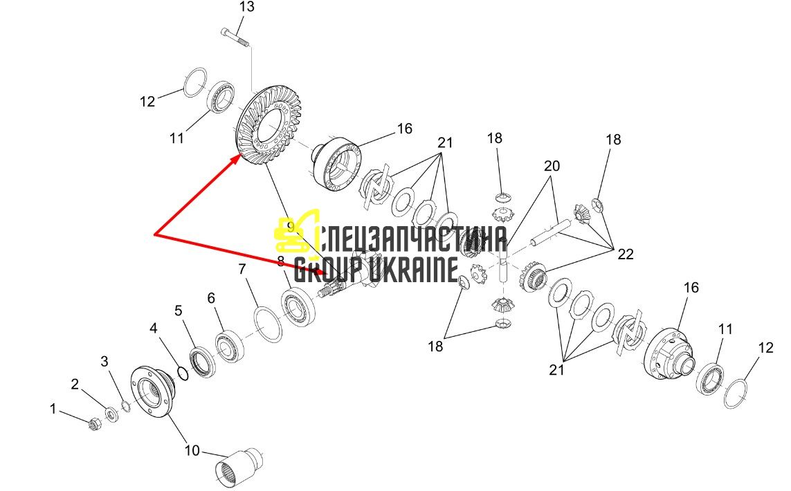 AL160177 (740.04.501.03) Главная пара (планетарка+хвостовик) Z=13/34 John Deere