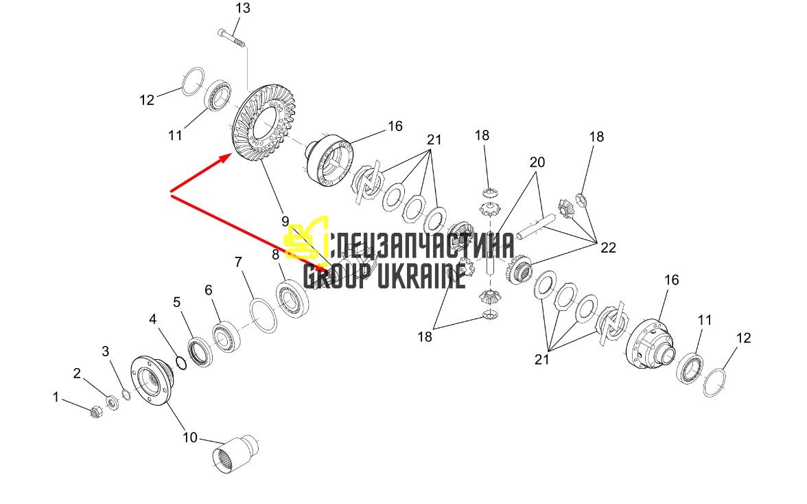 AL166519 Главная пара (планетарка+хвостовик) John Deere