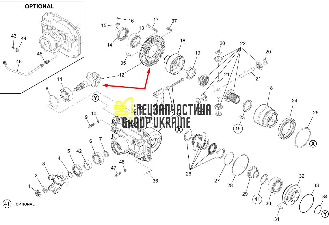 7550450701 Главная (коническая) пара Z=17/37 Massey Ferguson