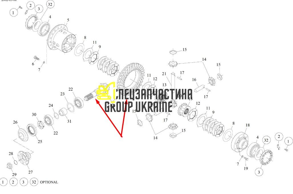 9504527 Главная пара (планетарка+хвостовик) DAF