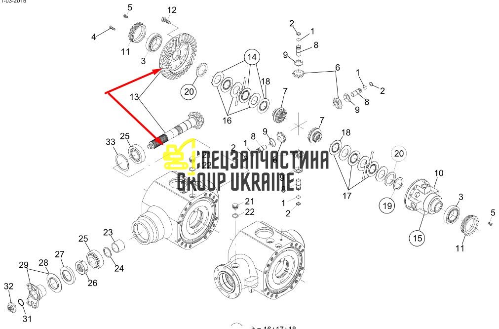 7-229-994 Главная пара (планетарка+хвостовик) Terex