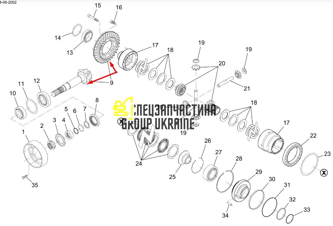 F718301020060 (745.04.500.03) Главная пара (планетарка+хвостовик) Z=15X34 Fendt