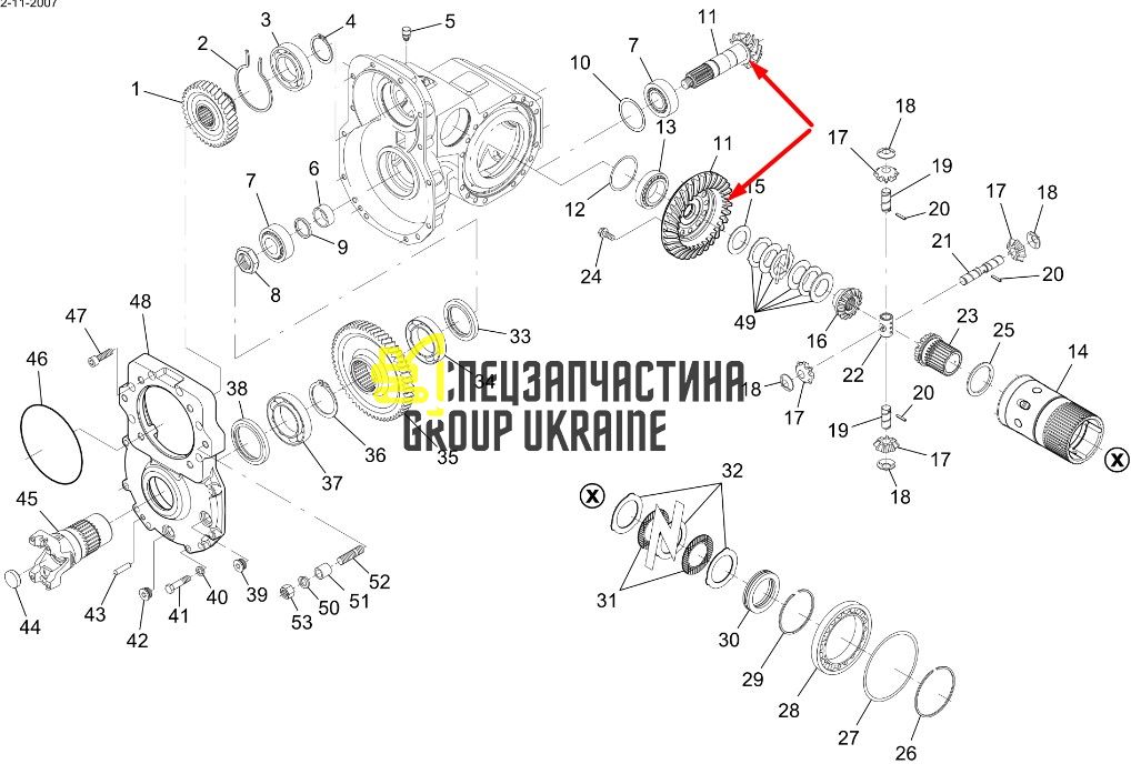 M6912138 Главная пара (планетарка+хвостовик) Doosan