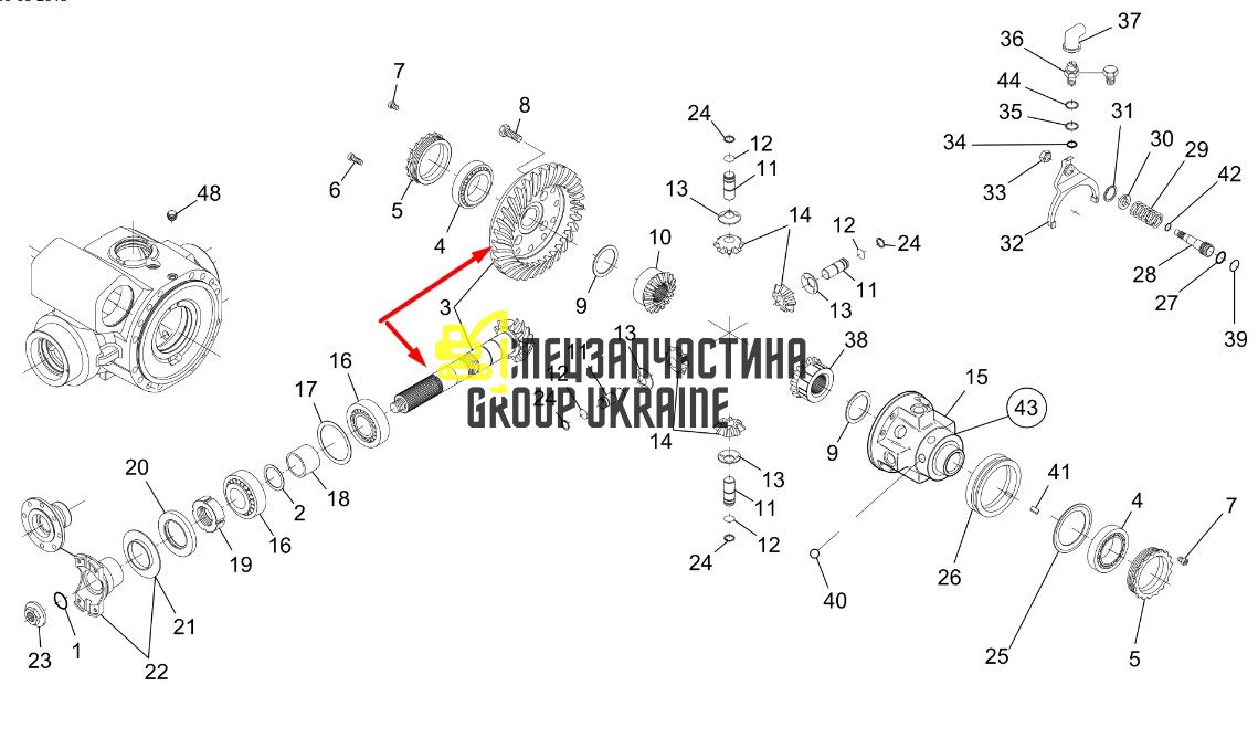 ZTAM-00612 (112.04.500.62) Главная (коническая) пара Z=14/36 Hyundai, Dana Spicer