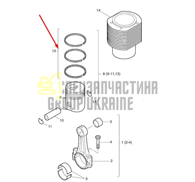 01376100 Поршневые кольца Hatz 2L40, 3L40, 4L40
